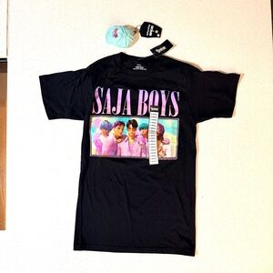 SAJA BOYS Graphic Tee in Black with Pastel Artwork